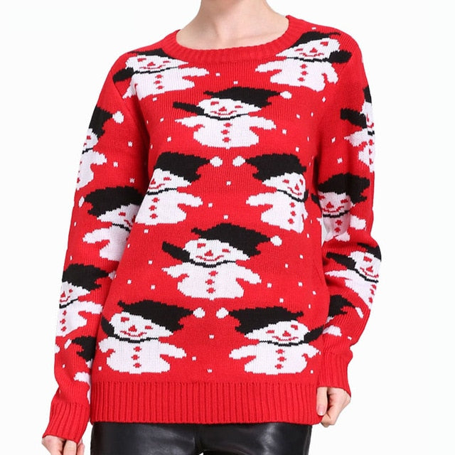 New Year Christmas Sweater Women Winter Knit Sweater Female Warm Pullover Cotton Jumper Pullover Christmas Sweater Women 20Color