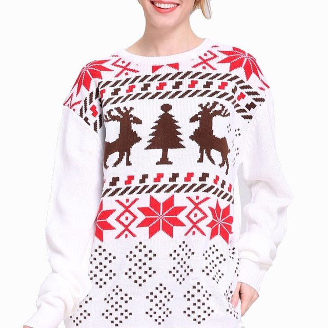 New Year Christmas Sweater Women Winter Knit Sweater Female Warm Pullover Cotton Jumper Pullover Christmas Sweater Women 20Color