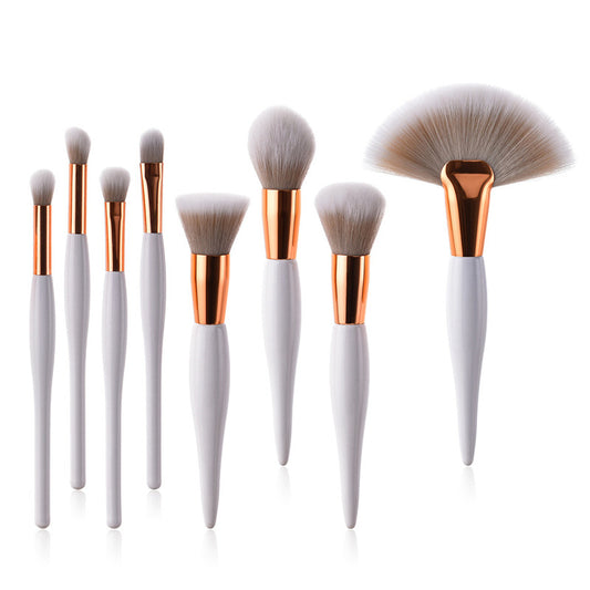 White gold Makeup Brushes Set 8pcs New Design Foundation Powder Eyeshadow Make Up Fan Brush Eyes Contour Blending Cosmetic Tools